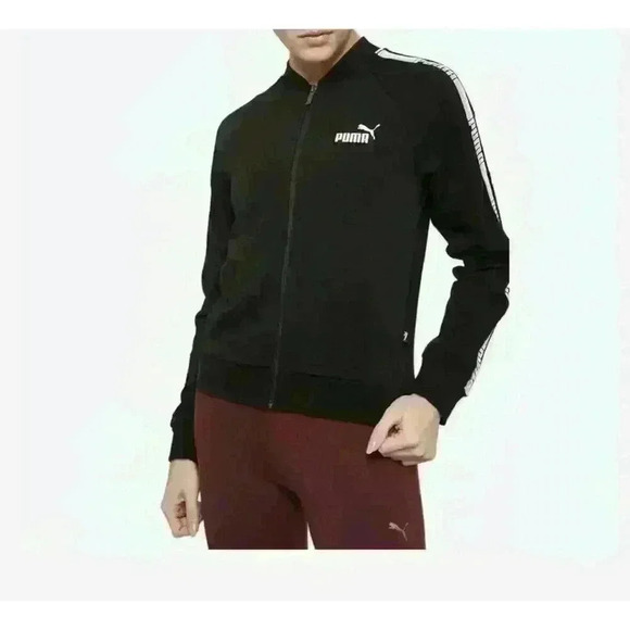 PUMA Tape Details Long Sleeve Track Jacket Women’s Black and White Size Small - Picture 1 of 10